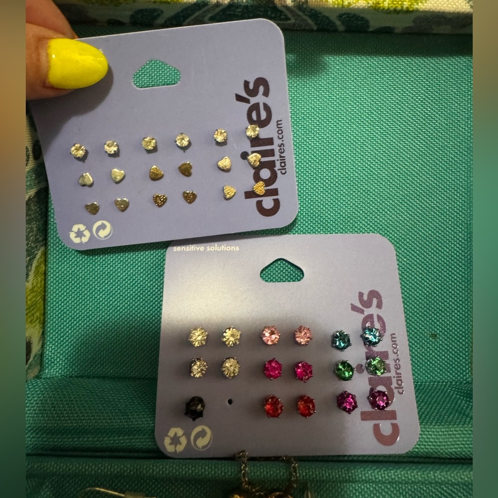 Claire's Multicolor Heart and Gem Stud Earrings